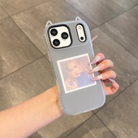 Étui mignon avec oreilles de chat 3D, coque de protection antichoc en silicone mat bicolore effet peau, couleur macaron, pour iPhone 17 Pro Max
