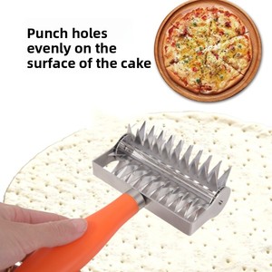 Rouleau à pâte à pizza en acier inoxydable avec manche en plastique, anti-bulles, pour la cuisson <span class=keywords><strong>de</strong></span> tartes, gâteaux, pâtisseries et pains - Product Image 4