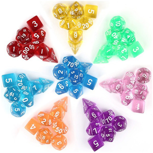 En gros personnalisé transparent étoilé double couleur dés avec paillettes dorées jeu MDN dés polyédriques - Product Image 1