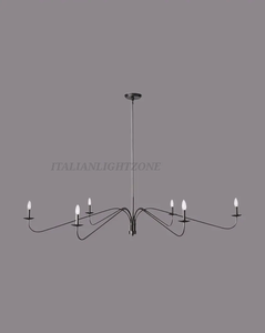 Lustre moderne noir linéaire de qualité supérieure à 6 lumières, fait main, style minimaliste du milieu du siècle, luminaire de plafond pour salle à manger - Product Image 5