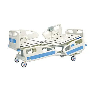 Cama elétrica de hospital-altura ajustável intensiva cuidados cama 4 seções em casters cinco funções cama de metal ajustável