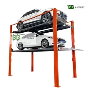 4 bài Ba Stacker thiết bị đỗ xe thủy lực 3 cấp độ dọc hệ thống nâng xe nâng