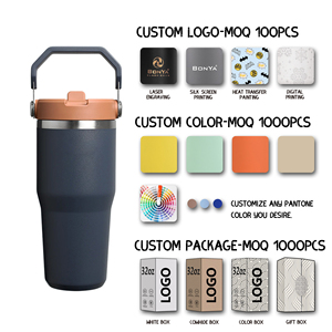 Gobelet isotherme personnalisé pour café glacé 20oz 30oz 40oz, bouteille de sport, tasse de voyage en <span class=keywords><strong>acier</strong></span> inoxydable, gobelet de luxe avec <span class=keywords><strong>paille</strong></span> - Product Image 2