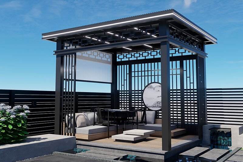 New Chinese style pavilion aluminum alloy moisturizing