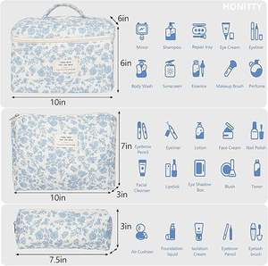 Trousse da Trucco Grande, Graziosa Borsa Cosmetici per Donne e Ragazze, Pochette da Toilette Estetica Floreale Coquette, Organizer da Viaggio per Make-up - Product Image 2