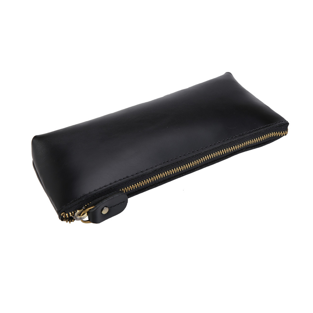 Personnalisé Résistant À L'eau Hommes Femmes Vrai Cuir De Vache Noir En Vrac Voyage Lavage Sac Cosmétique Maquillage Sac