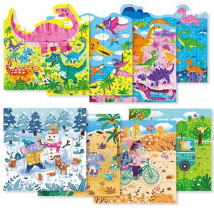 4-en-1 de rompecabezas de Madera Juguetes de dinosaurio tráfico rompecabezas juguetes para los niños portátiles con caja de rega - Product Image 4