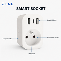 Prise murale intelligente ZHNL AC 110V-250V 16A avec double port USB intégré, norme européenne, pour recharge intelligente