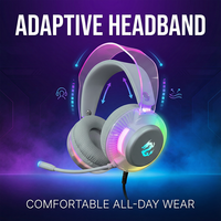 Casque de jeu filaire USB PJT-DEP2481 avec lumières musicales DJ, son surround supra-auriculaire dynamique