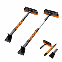 Brosse à neige télescopique 3-en-1 et grattoir à glace pour voiture avec manche extensible de 100 cm, outil de nettoyage de véhicule hivernal sans rayures