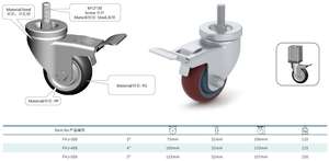 DFH M12*30 Schraube 5 Zoll Stahl+PP+PU Flache Rollenlaufräder mit Langem Stiel und Intubationsrohr - Product Image 2