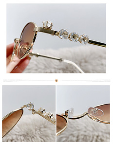 Fashion Hot Selling Men and Women Travel Luxury Diamond Encrusted High-Grade Oval Metal <b>Glasses</b> - Product Image 6