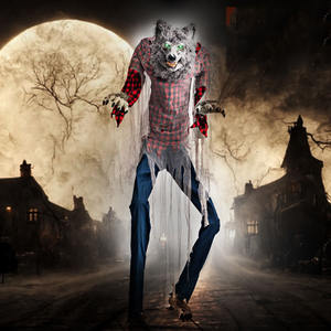 Induction <span class=keywords><strong>Loup</strong></span>-<span class=keywords><strong>Garou</strong></span> Halloween Grand Électrique Mécanique Fantôme Squelette Faucheuse Scythe Mort Épouvantail Chevalier Sorcière Décor Accessoires - Product Image 4