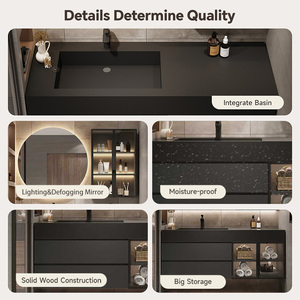 Mueble de Baño de 36 a 92 Pulgadas con Lavabo - Gabinete de Madera Sólida con Encimera Integrada y Espejo Inteligente con Almacenamiento - Product Image 3
