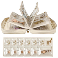 Organisateur de bijoux à fermeture éclair tendance avec pochettes transparentes, petit étui pratique pour un usage quotidien ou en voyage