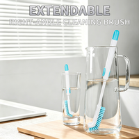 Brosse à tasses écologique à long manche extensible en PP, pour le nettoyage des bouteilles et des surfaces difficiles à nettoyer