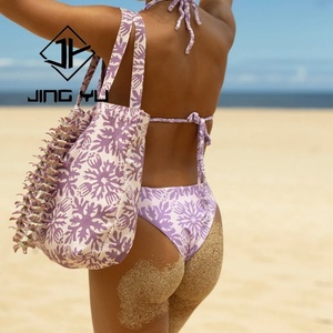 Trajes de Baño de Diseñador, Bikini de Crochet de Lujo con Estampado Hawaiano, Trajes de Baño Personalizados de Poliéster Reciclado - Product Image 5