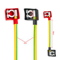 Cable de Conexión de Batería de Alta Resistencia de 30 cm, 12 mm², Cable de Alimentación de Cobre Puro Amarillo-Verde con Abrazaderas de Doble Revestimiento