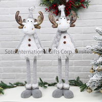 Nouvel arrivage de jouets de cerf de Noël debout Figurines de renne en peluche Jambes rétractables avec ornement de Noël LED