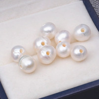 Perles de pierres précieuses en vrac pour bricolage, grandes perles d'eau douce naturelles blanches de 7-8 mm avec trou de 1,5 mm, 100 % naturelles