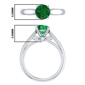 Diseños de anillos de piedras preciosas de circonia verde bañado en plata - Product Image 4