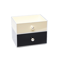 Élégant tiroir de rangement cosmétique en acrylique avec bouton perlé, boîte organisatrice de maquillage de bureau pour la maison et la commode, commande en gros