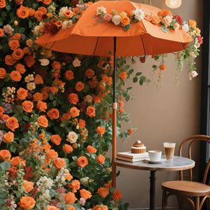 ดอกกุหลาบสีส้มประดิษฐ์ ดอกไม้เหมือนจริงสำหรับงานแต่งงาน ตกแต่งบ้าน ดอกไม้ประดับ ช่อดอกไม้เจ้าสาวประดิษฐ์สำหรับสถานที่จัดงาน - Product Image 2