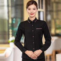 Vente en gros Hôtel Restaurant Traiteur Personnel de cuisine Serveur Serveuse Chemisier de travail à manches longues personnalisé Chemises uniformes boutonnées