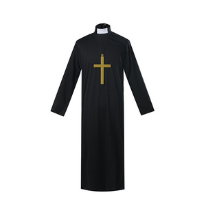 Disfraz de monja para mujer adulta, vestido negro con cruz y velo, disfraz de Halloween - Product Image 3