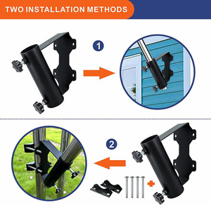 JH-Mech Wind Resistant 2 Ways Installation Adjustable <strong>Flag</strong> Pole Mount <strong>Bracket</strong> for Horizontal Vertical Balcony Railing - Product Image 6