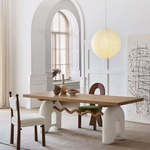 French Style <b>Solid</b> <b>Wood</b> Dining <b>Table</b> Rectangle Stable Support Structure For Dining Room - Product Image 1