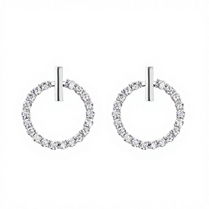 Pendientes Circulares de Plata de Ley 925 con Circonita, Modernos y Elegantes para Mujer, Regalo para Aniversario de Bodas - Product Image 4