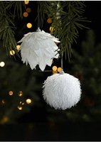 Boule de Noël en mousse blanche scintillante de haute qualité, écologique, en forme de pétale, pour décoration de fête de luxe, vente en gros, prête à expédier