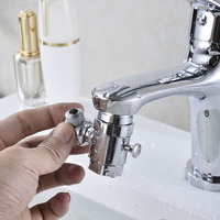 Robinet de salle de bain en cuivre Hongdec à double fonction avec aérateur, design moderne, rotation à 360 degrés, économiseur d'eau, pulvérisateur à bulles pressurisé