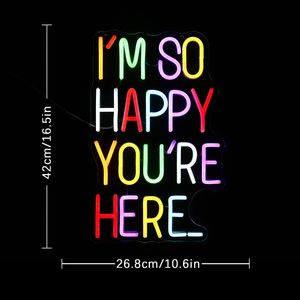 <span class=keywords><strong>Je</strong></span> suis si heureux que vous soyez ici enseigne au néon lumière LED signes de bienvenue pour chambre d'enfants salle de classe maison affaires mur Art décor - Product Image 3