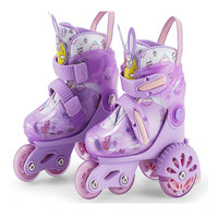 Patins à roulettes en ligne pour enfants en tissu PU et maille, avec roues injectées lumineuses à double rangée, pour débutants en patinage sur glace - Vente en gros