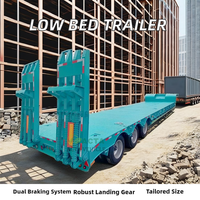 Personnalisable 16-Wheel 4-Axles excavateur utilisé bas lit remorque pour Howo Cargo Truck à Oman