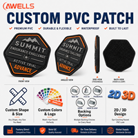 Patch PVC personnalisé AWELLS Summit Endurance Challenge avec lettrage en relief et badge montagne pour vêtements d'extérieur