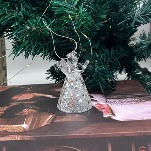 Ornements peints à la main <span class=keywords><strong>MRS</strong></span>, figurines d'anges en verre transparent brillant, décoration de table de Noël pour la maison - Product Image 4