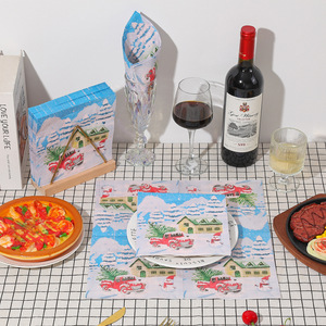 Christmas Printed Paper Napkins 330mm Square Food Grade Disposable Holiday Table Tissues - Product Image 4