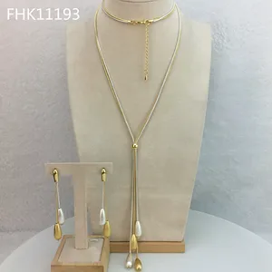 Yuminglai FHK11193 italiano oro placcato gli insiemi dei monili 18 k di gioielli in oro gioielli goldplate usura quotidiana orecchini collana lunga