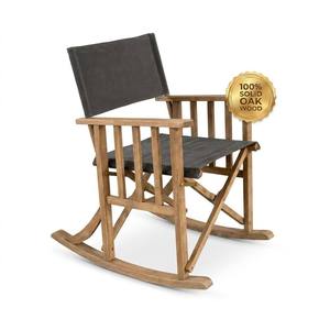 Fauteuil à bascule rustique en bois de chêne massif pour jardin, chaise de patio extérieure avec pieds coniques, fauteuil inclinable manuel, imprimé couleur intégrale Dendro - Product Image 4