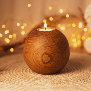 Vietnam WeWood Premium <b>Cube</b> Design Wooden Candle Base with Flame Retardant Metal Cup Insert Timber Votive Holder - Product Image 2