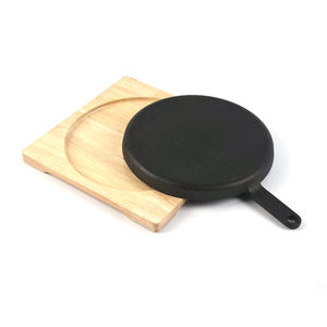 Pentole in Ghisa, Padella per Friggere in Ghisa, Piatto Sizzling, Griglia da Barbecue con Sottopentola in Legno - Product Image 2