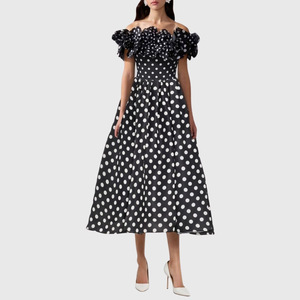 Women 2 Piece <b>Swimsuit</b> Set Polka Dot Bandeau 3D Flower One Piece Bathing Suit With Flowy Long Cover Up <b>Skirt</b> Wholesale Beachwear - Product Image 3