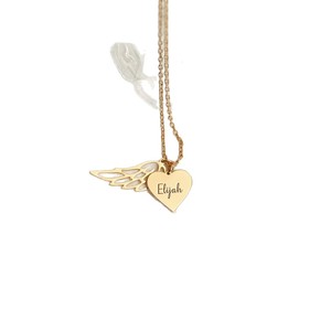Collar Personalizado con Alas <span class=keywords><strong>de</strong></span> Ángel y Corazón, Colgante con Nombre y Apellido Grabado con Láser, Cadena <span class=keywords><strong>de</strong></span> Clavícula <span class=keywords><strong>de</strong></span> Moda Personalizada, Regalo <span class=keywords><strong>de</strong></span> Joyería - Product Image 5