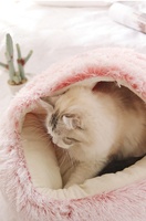 Nettes Plüsch Hunde bett Kristall Luxus Plüsch Warmes rundes halbes Pack Katzen nest Tiefschlaf Katzen höhle Haustier bett