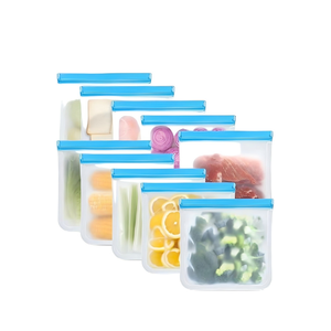 Huamaohengchun10 Pack Reusable Storage <b>Bags</b>, Dishwasher Safe Reusable Silicone Leak proof Freezer <b>Bag</b> 11'' x 10.6'' - Product Image 1