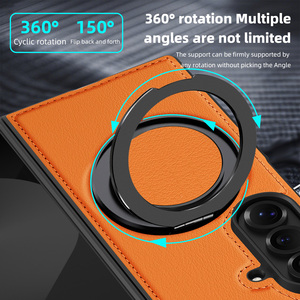 เคสโทรศัพท์มือถือหนัง PU แม่เหล็กสุดหรูสำหรับ Samsung Fold 7 3 4 5 6 พร้อม 360 องศา °   ขาตั้งวงแหวนโลหะ ฝาหลังกันกระแทก - Product Image 2