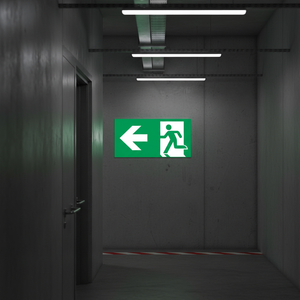 Uscita di emergenza segno freccia sinistra-480 in PVC luminescente * 250 mm - Product Image 3